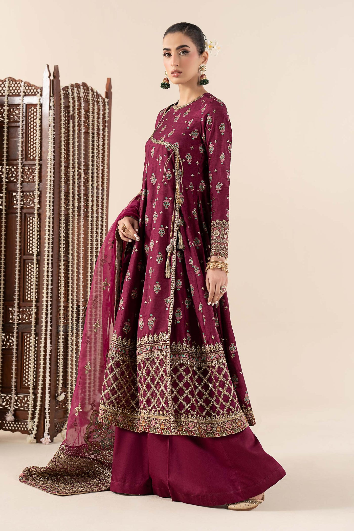 3 Piece Printed Raw Silk Suit