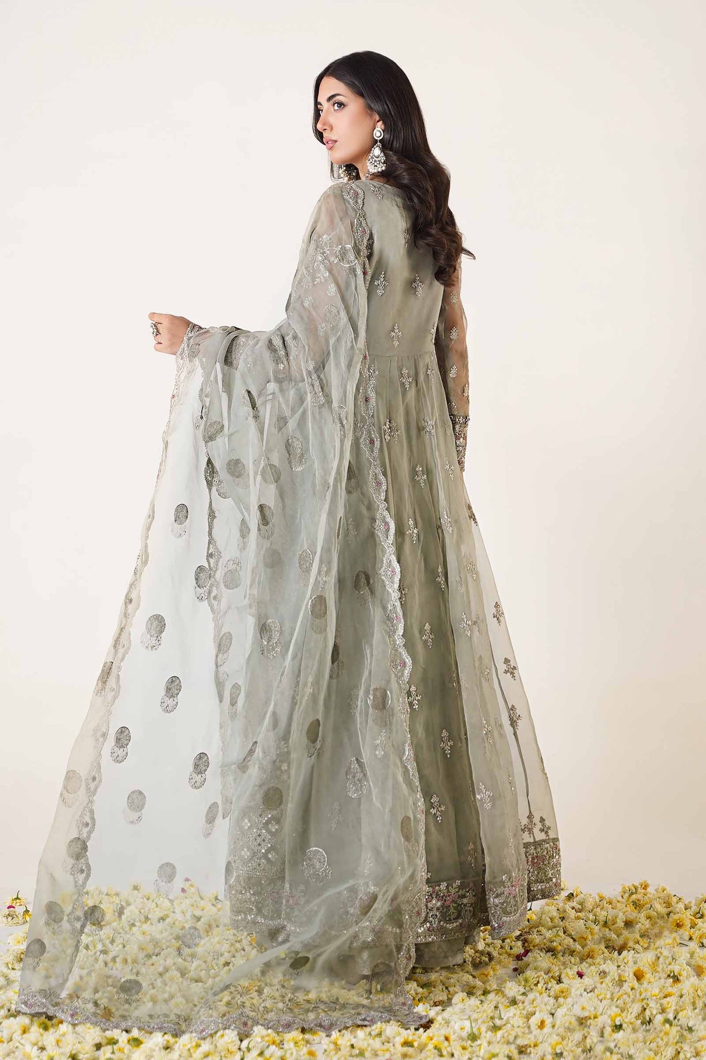 3 Piece Embroidered Organza Suit