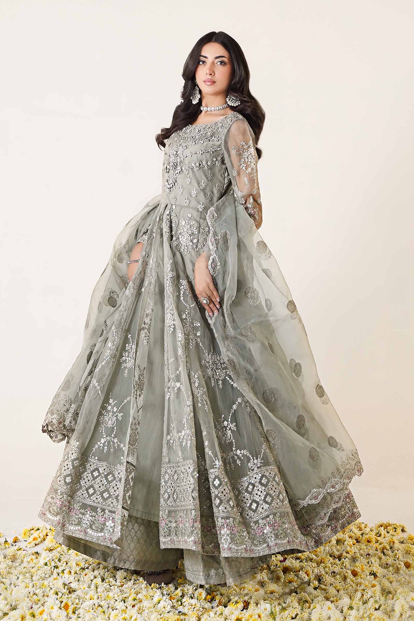 3 Piece Embroidered Organza Suit