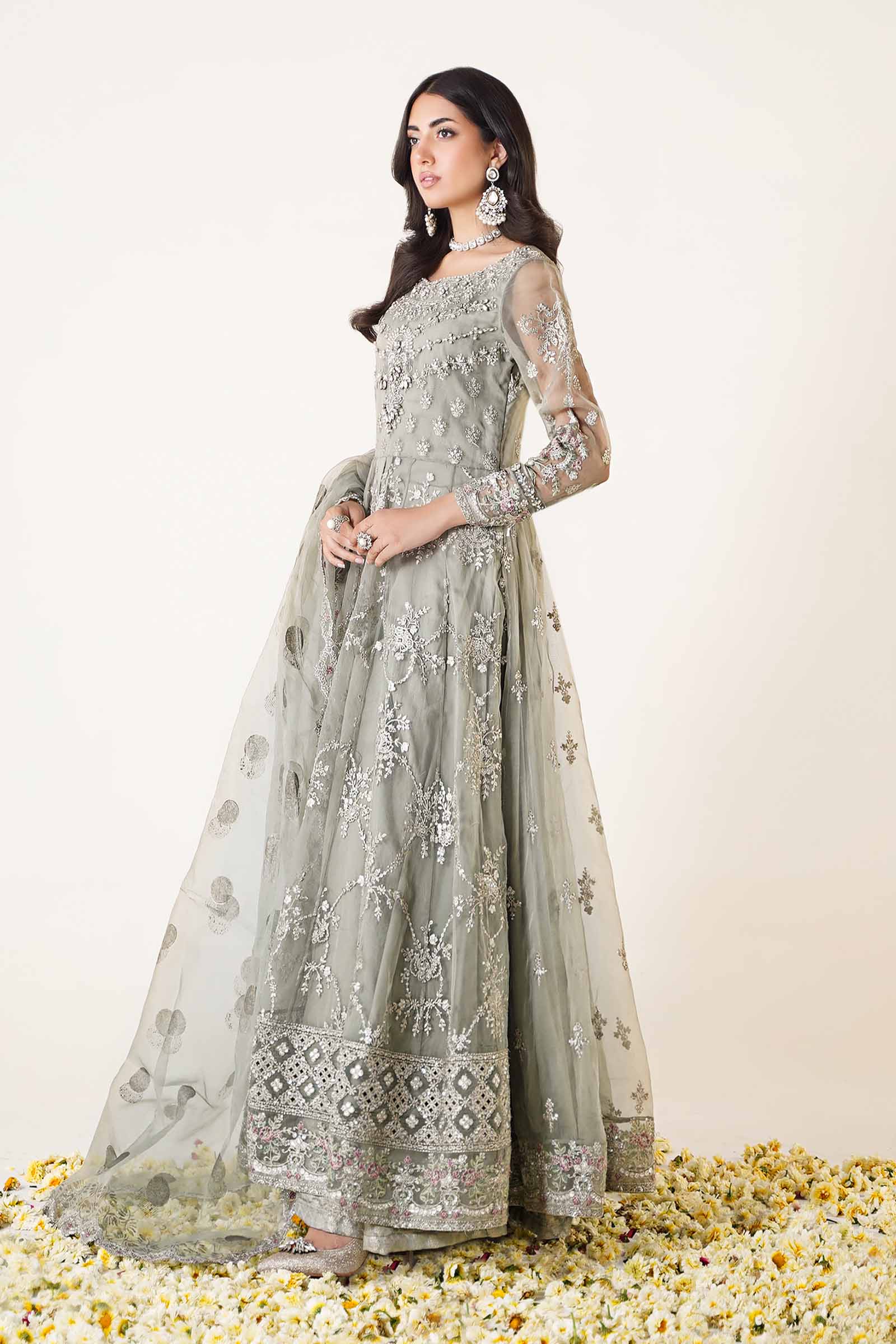 3 Piece Embroidered Organza Suit