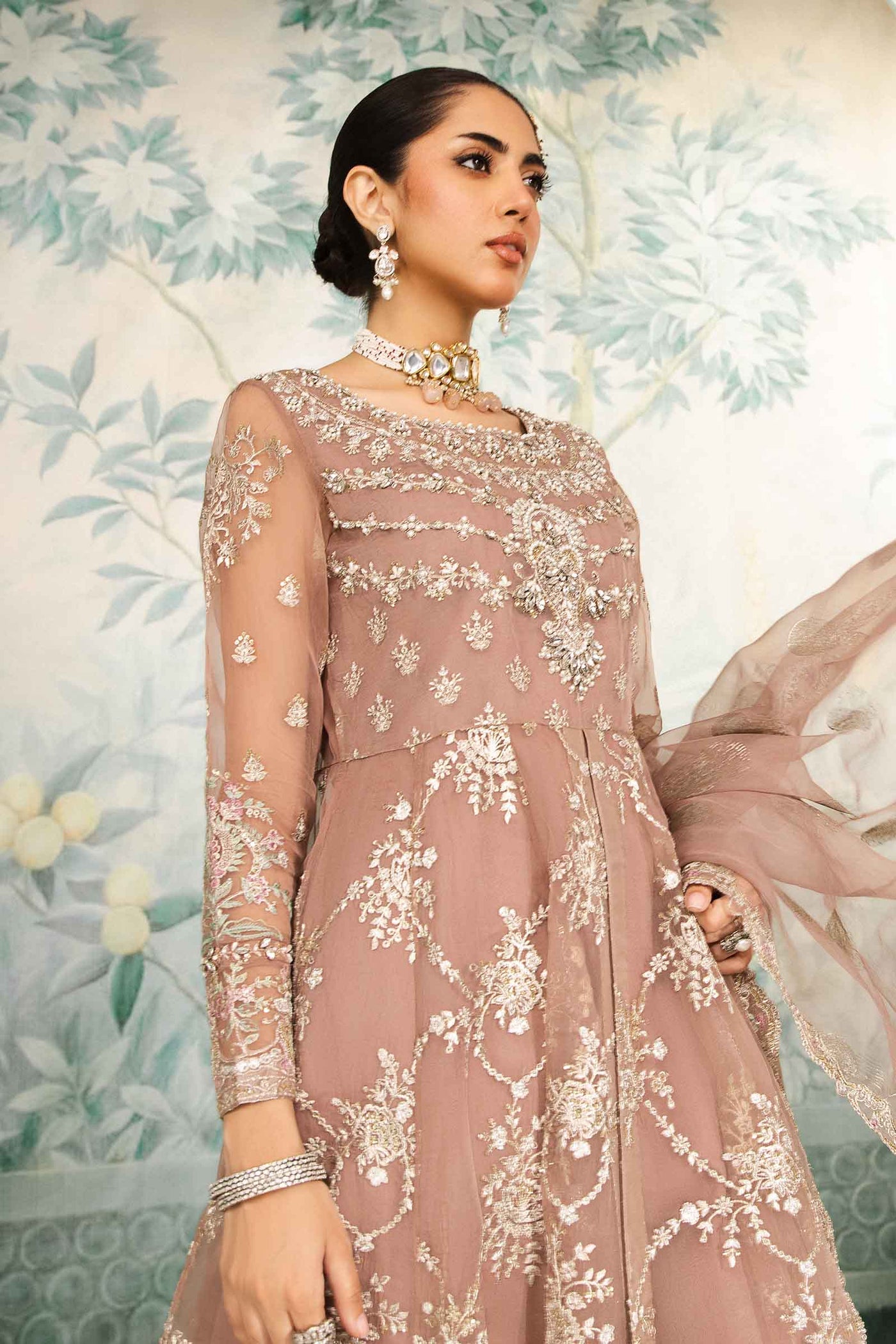 3 Piece Embroidered Organza Suit