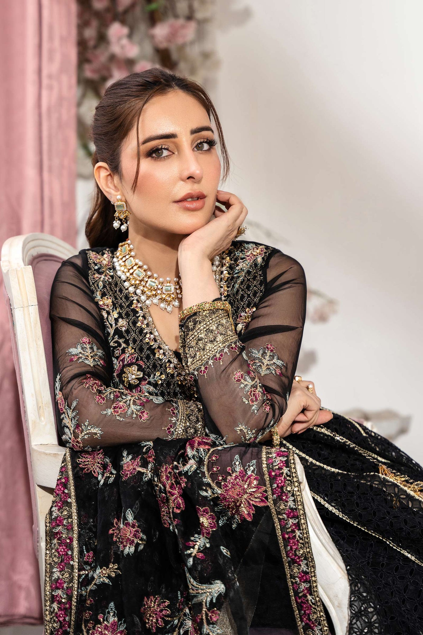 3 Piece Embroidered Organza Suit | SF-EA25-01