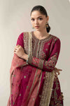 3 Piece Embroidered Raw Silk Suit