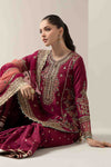 3 Piece Embroidered Raw Silk Suit