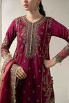 3 Piece Embroidered Raw Silk Suit