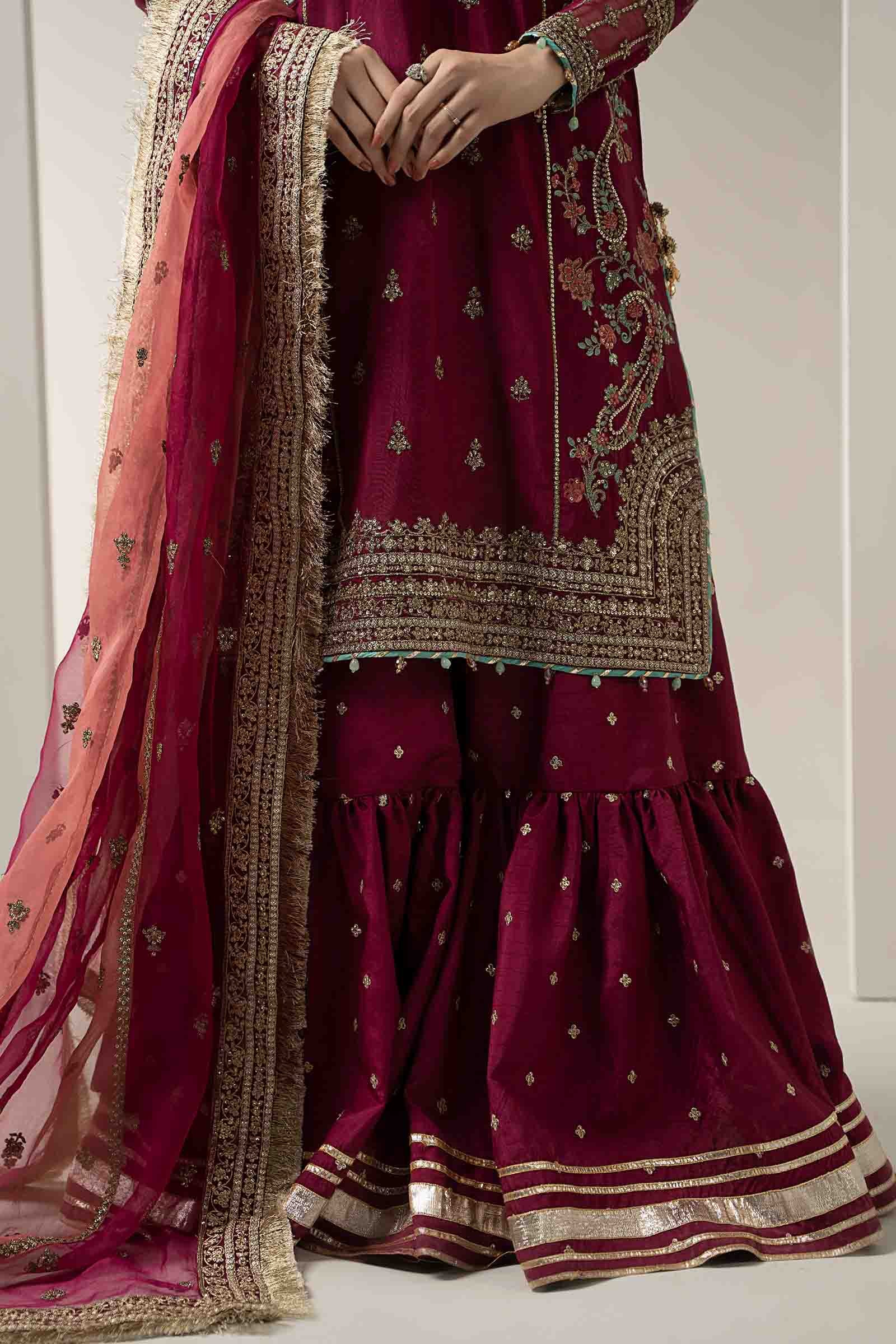 3 Piece Embroidered Raw Silk Suit