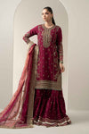 3 Piece Embroidered Raw Silk Suit