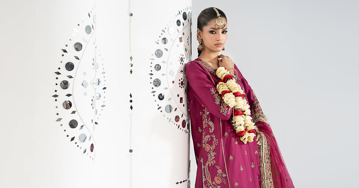 3 Piece Embroidered Raw Silk Suit