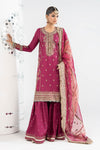 3 Piece Embroidered Raw Silk Suit