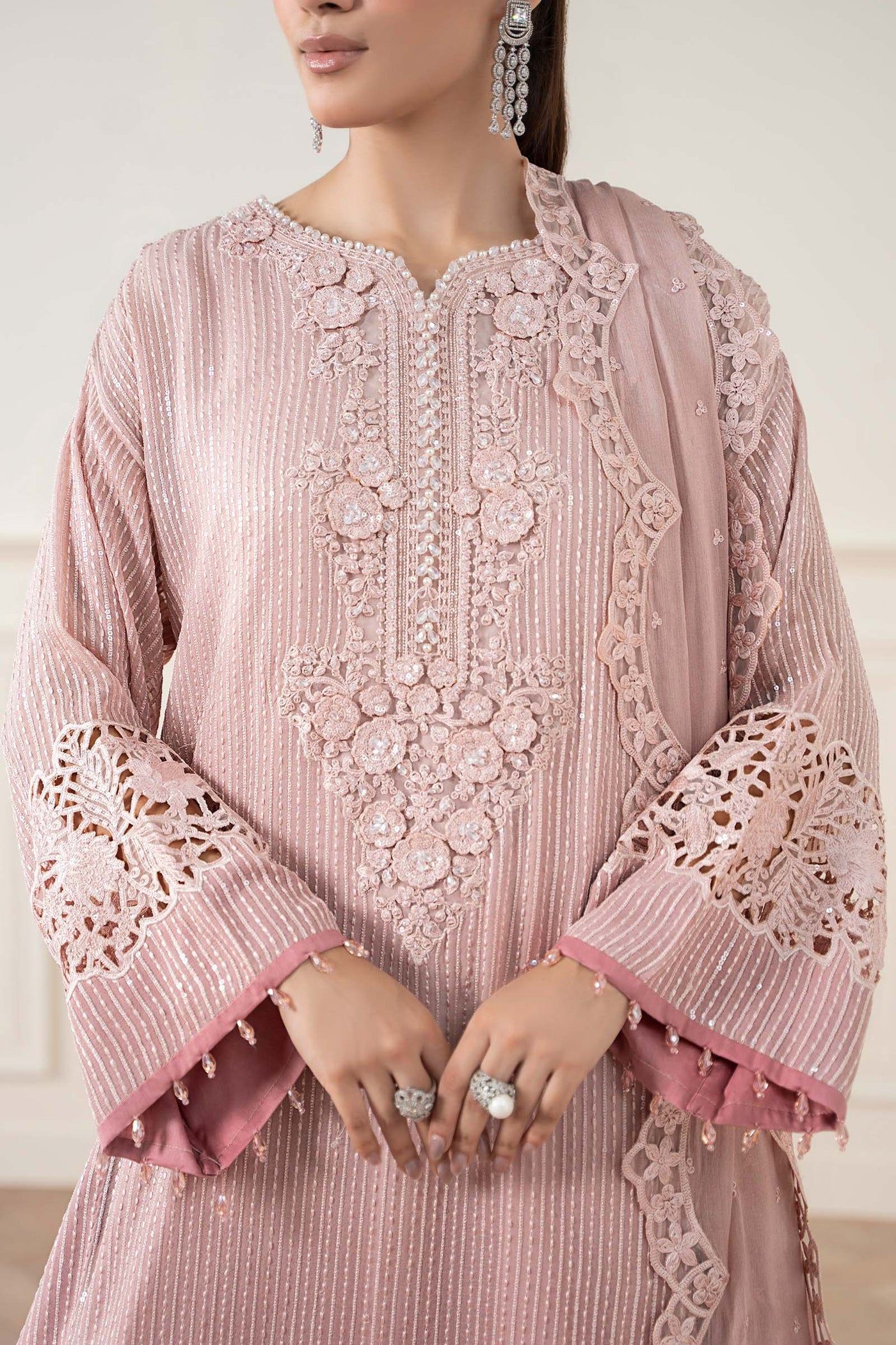3 Piece Embroidered Chiffon Suit