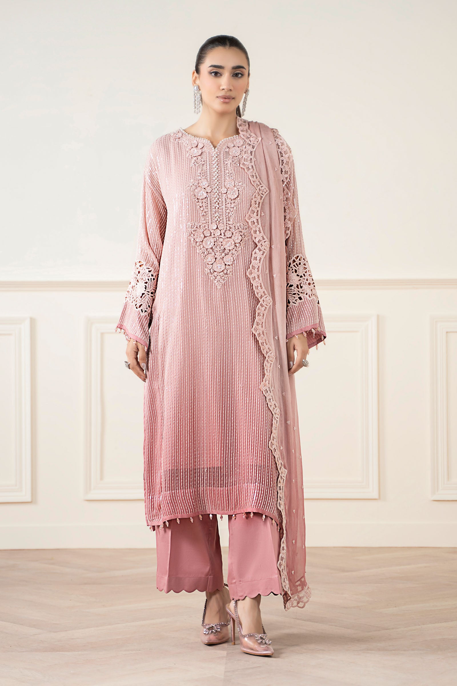 3 Piece Embroidered Chiffon Suit