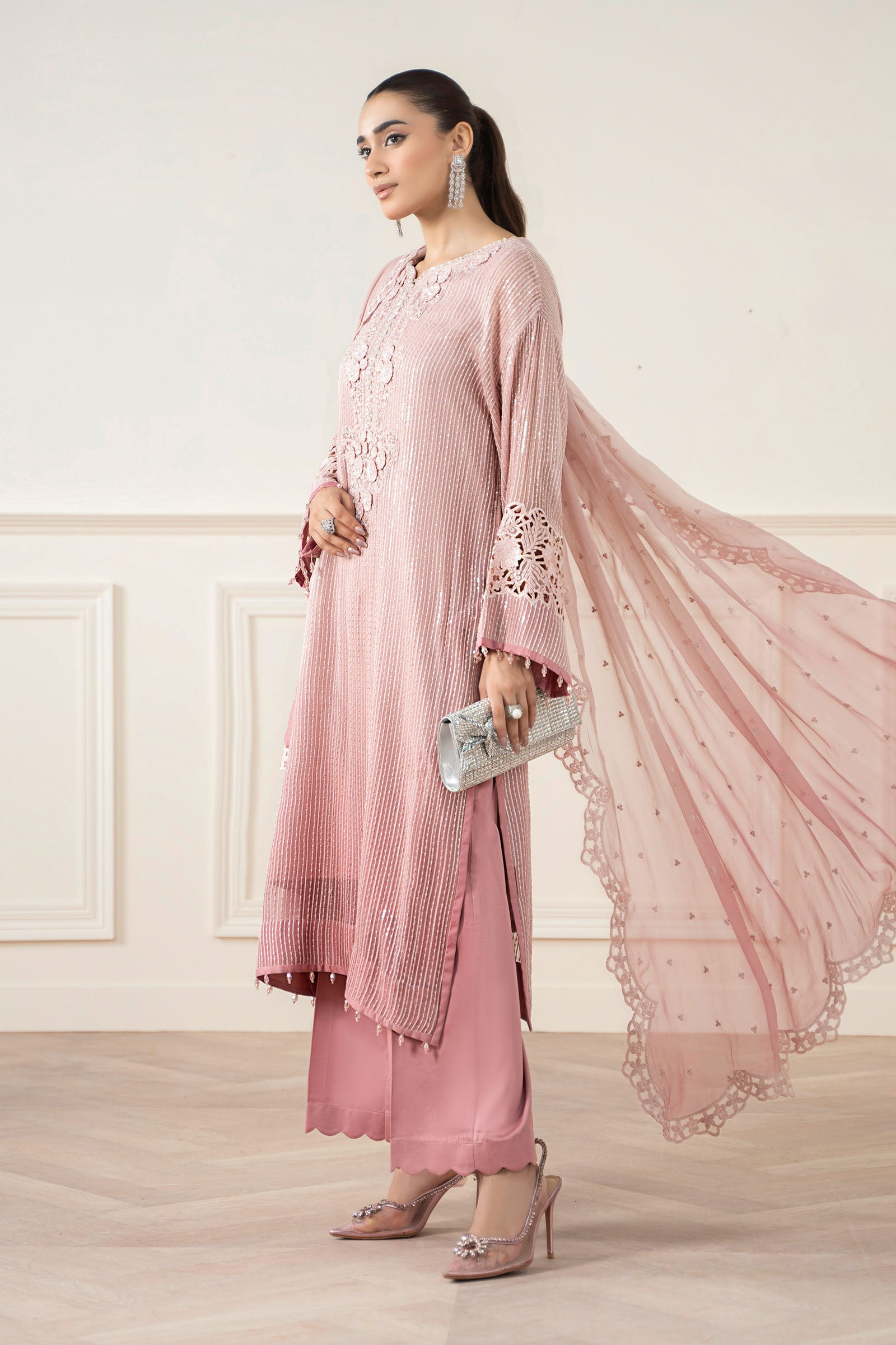 3 Piece Embroidered Chiffon Suit