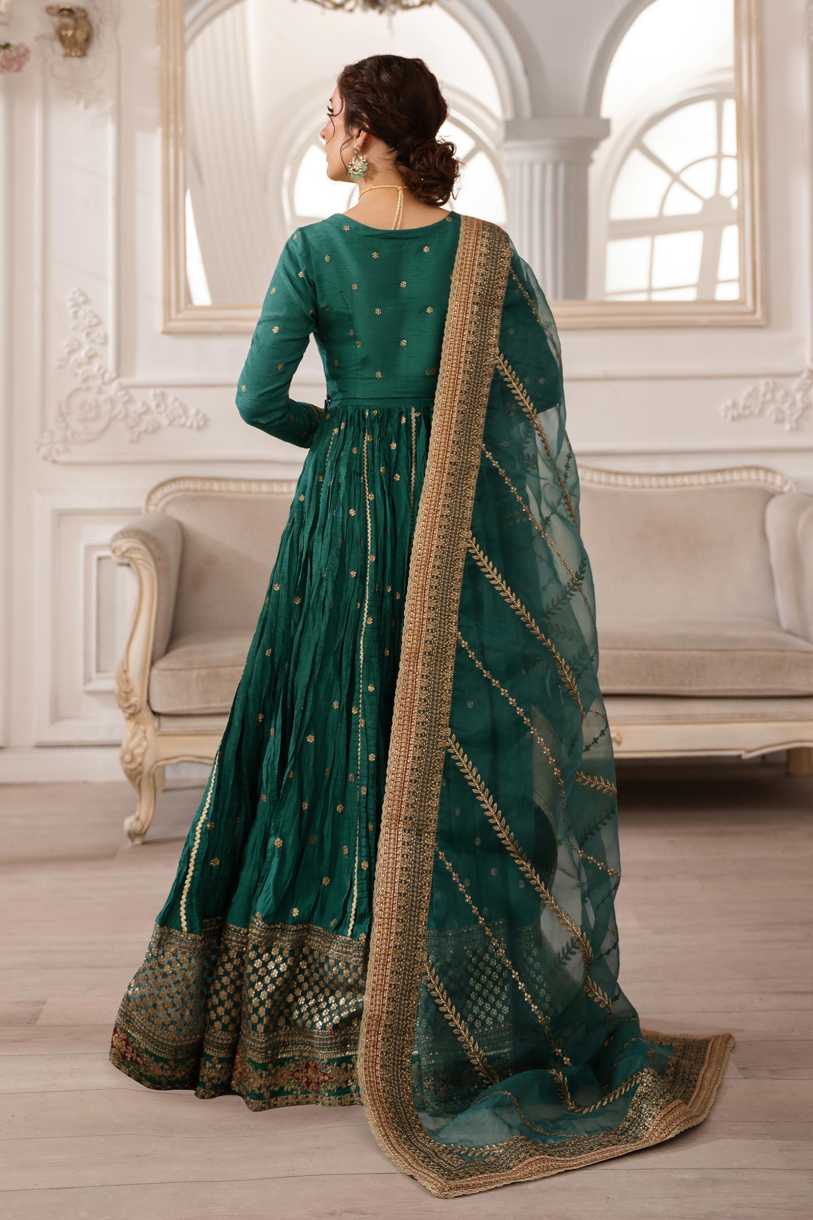 3 Piece Embroidered Raw Silk Suit
