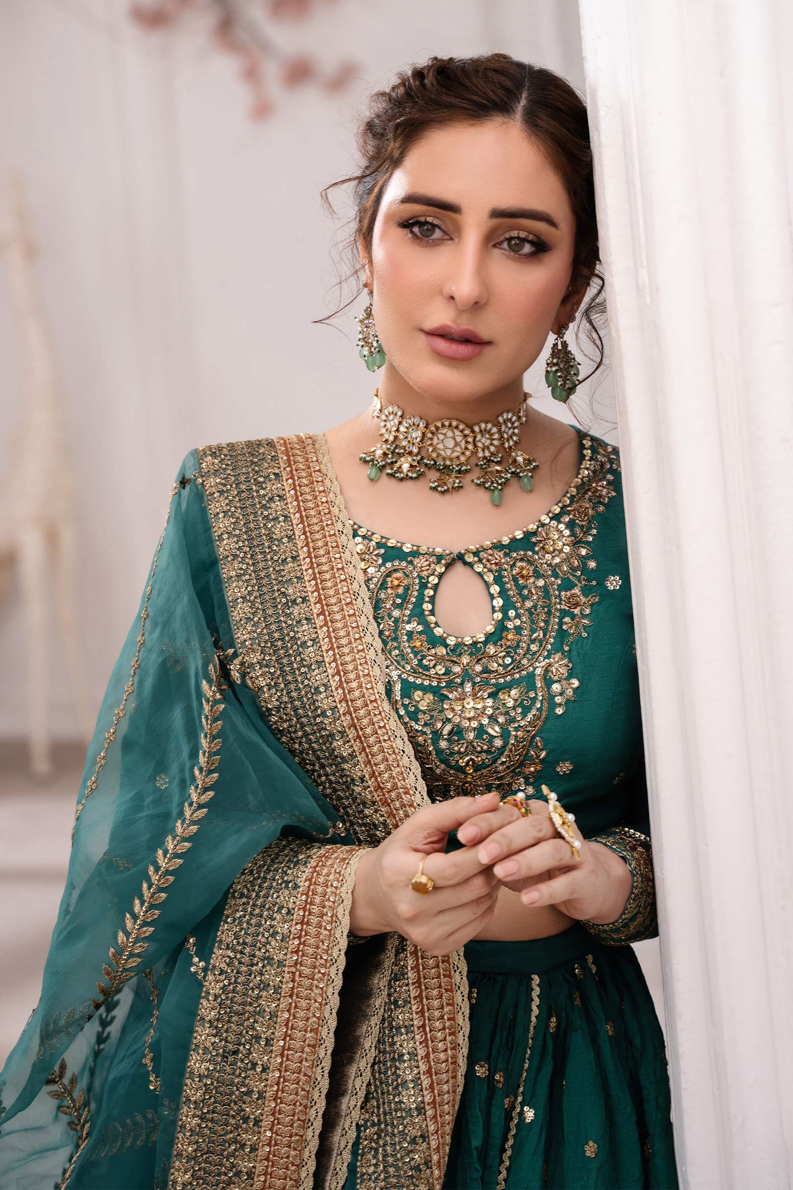 3 Piece Embroidered Raw Silk Suit