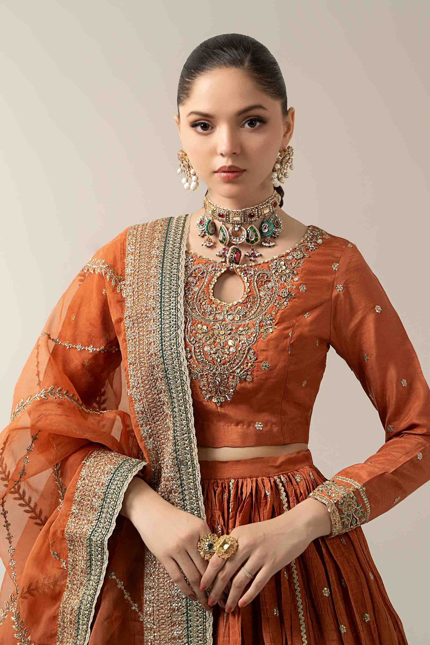 3 Piece Embroidered Raw Silk Suit