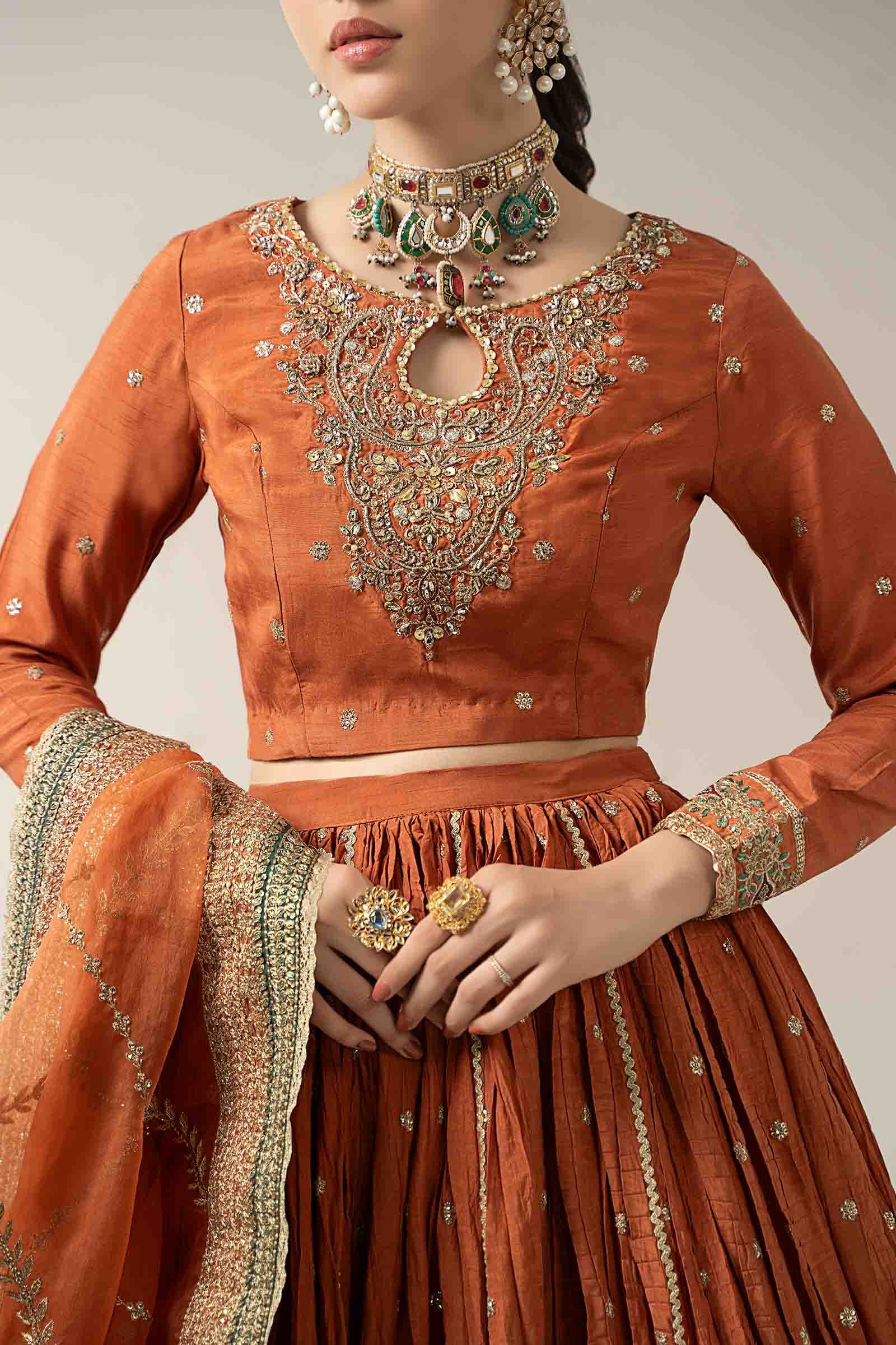 3 Piece Embroidered Raw Silk Suit