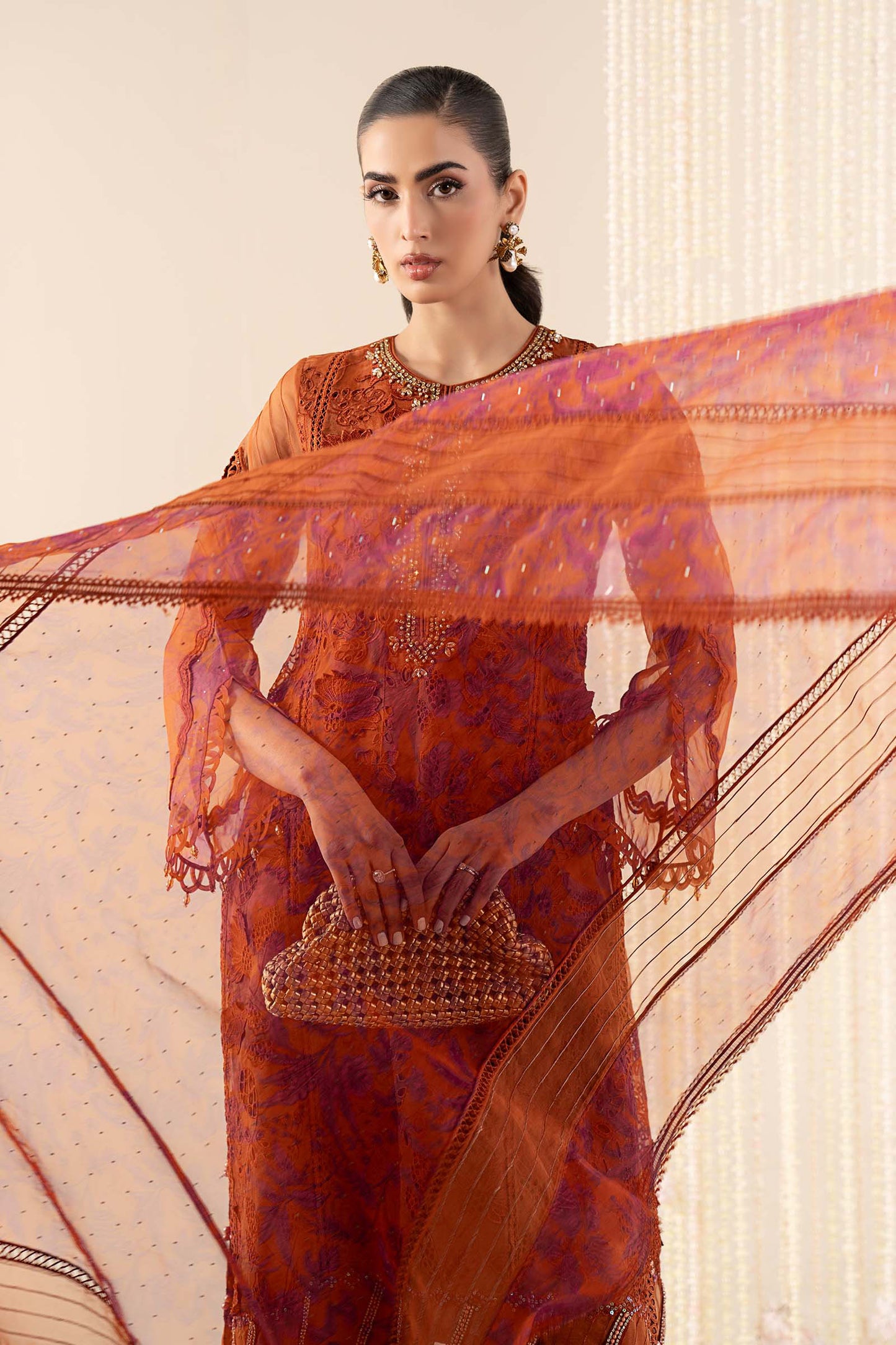 3 Piece Embroidered Organza Suit