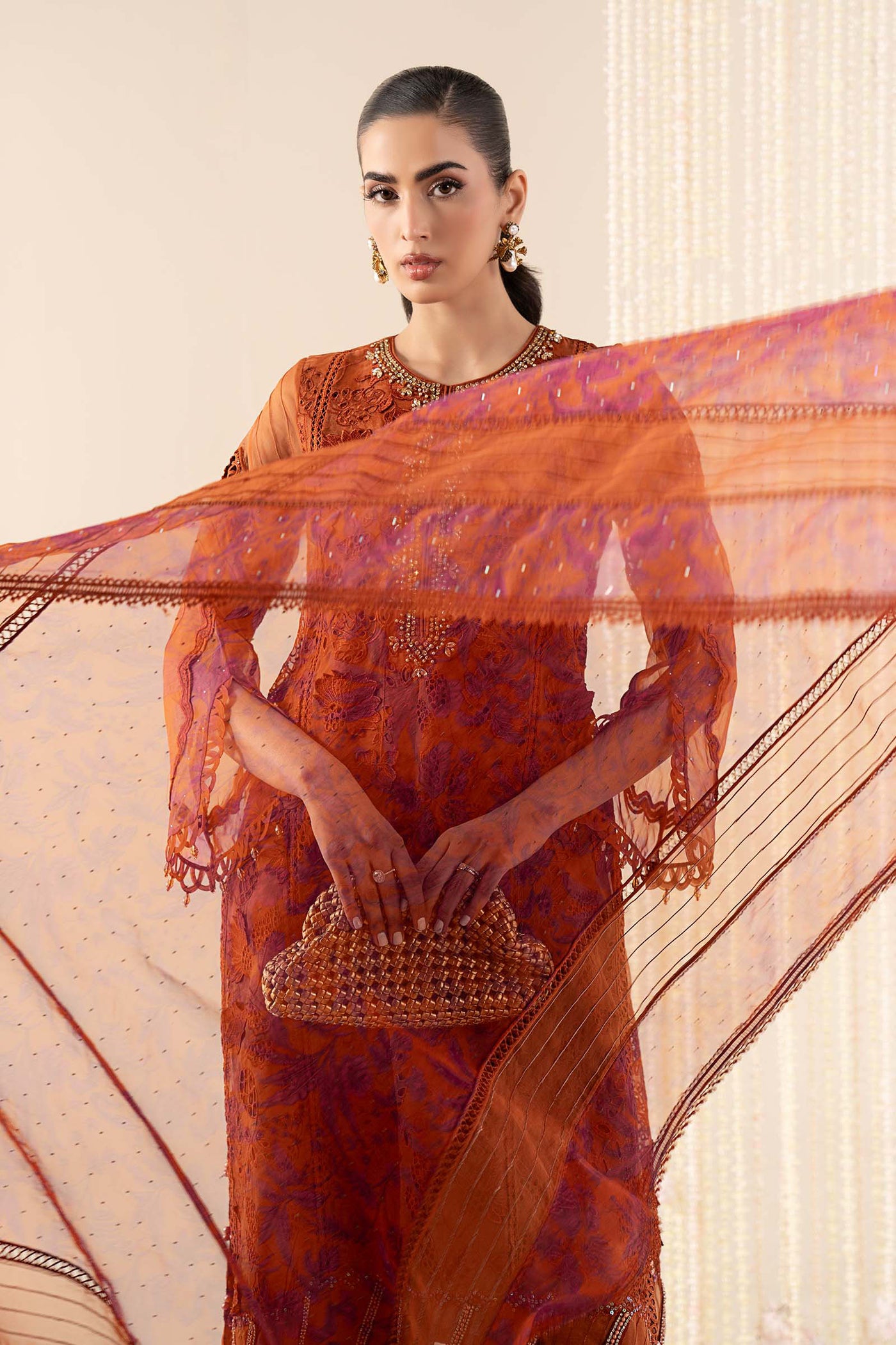 3 Piece Embroidered Organza Suit