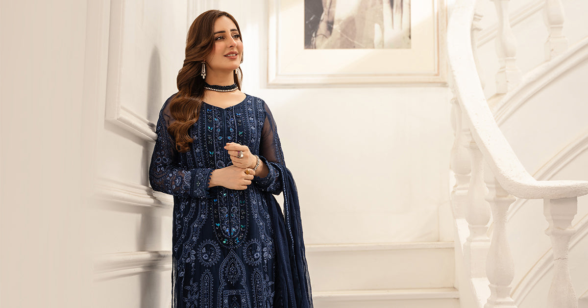 3 Piece Embroidered Chiffon Suit