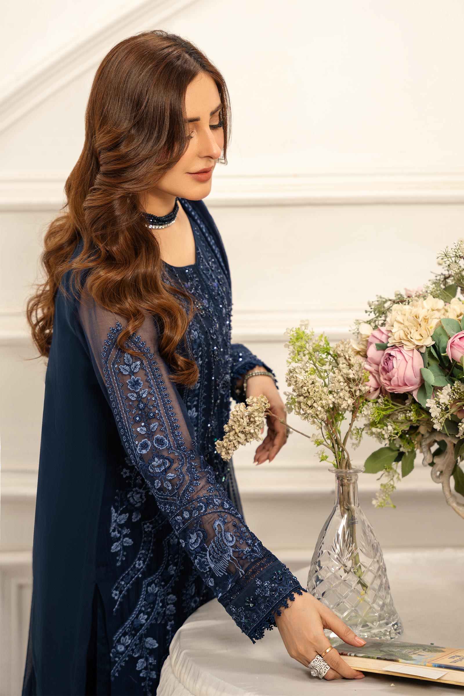 3 Piece Embroidered Chiffon Suit