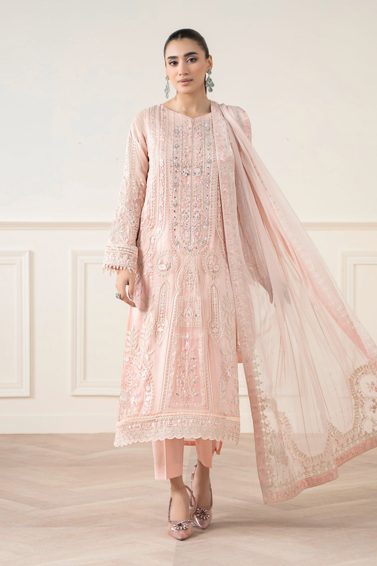 3 Piece Embroidered Chiffon Suit
