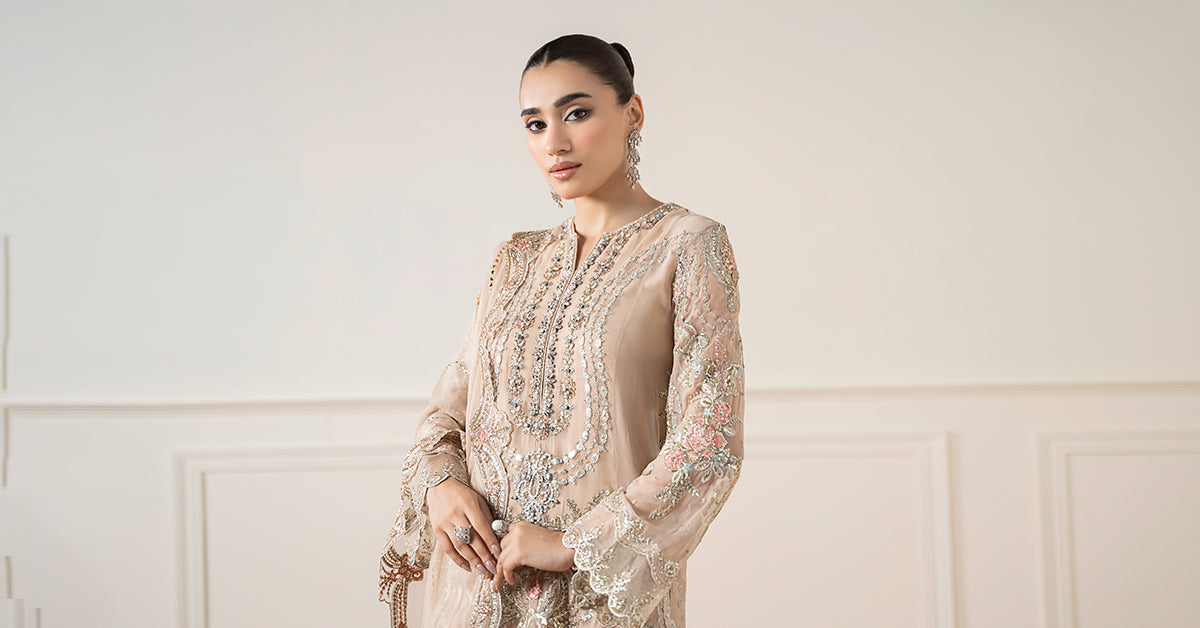 3 Piece Embroidered Chiffon Suit