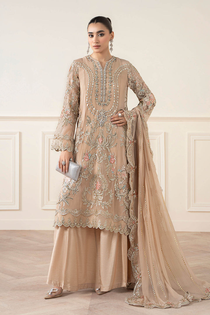 3 Piece Embroidered Chiffon Suit All Products SFA2518-ESM-SKN