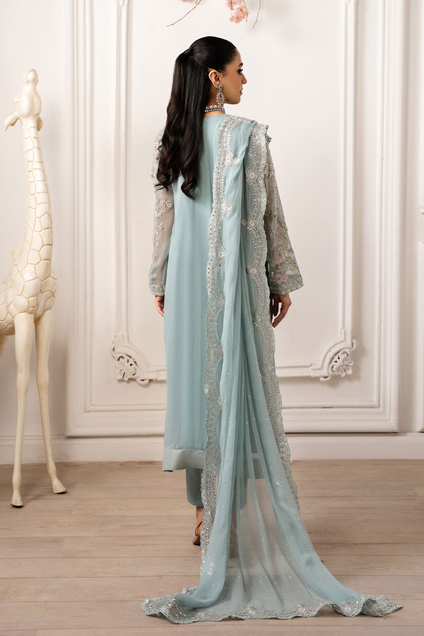 3 Piece Embroidered Chiffon Suit