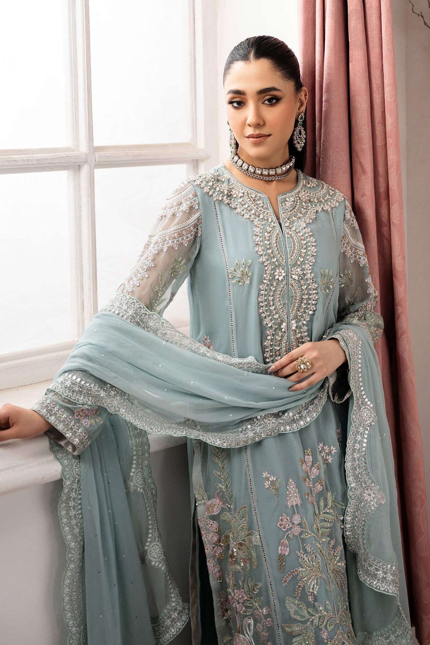 3 Piece Embroidered Chiffon Suit | SF-EA25-20