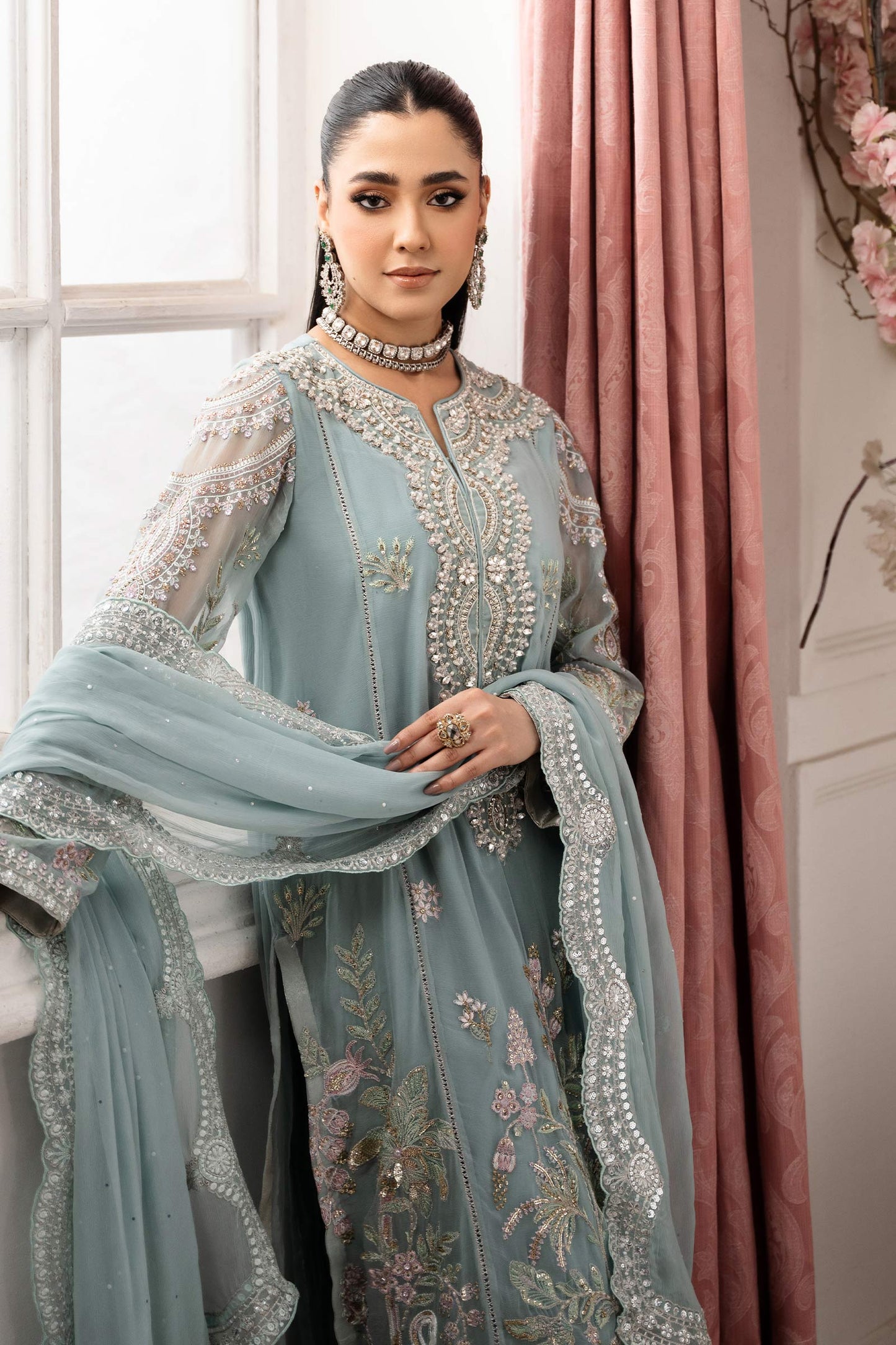 3 Piece Embroidered Chiffon Suit