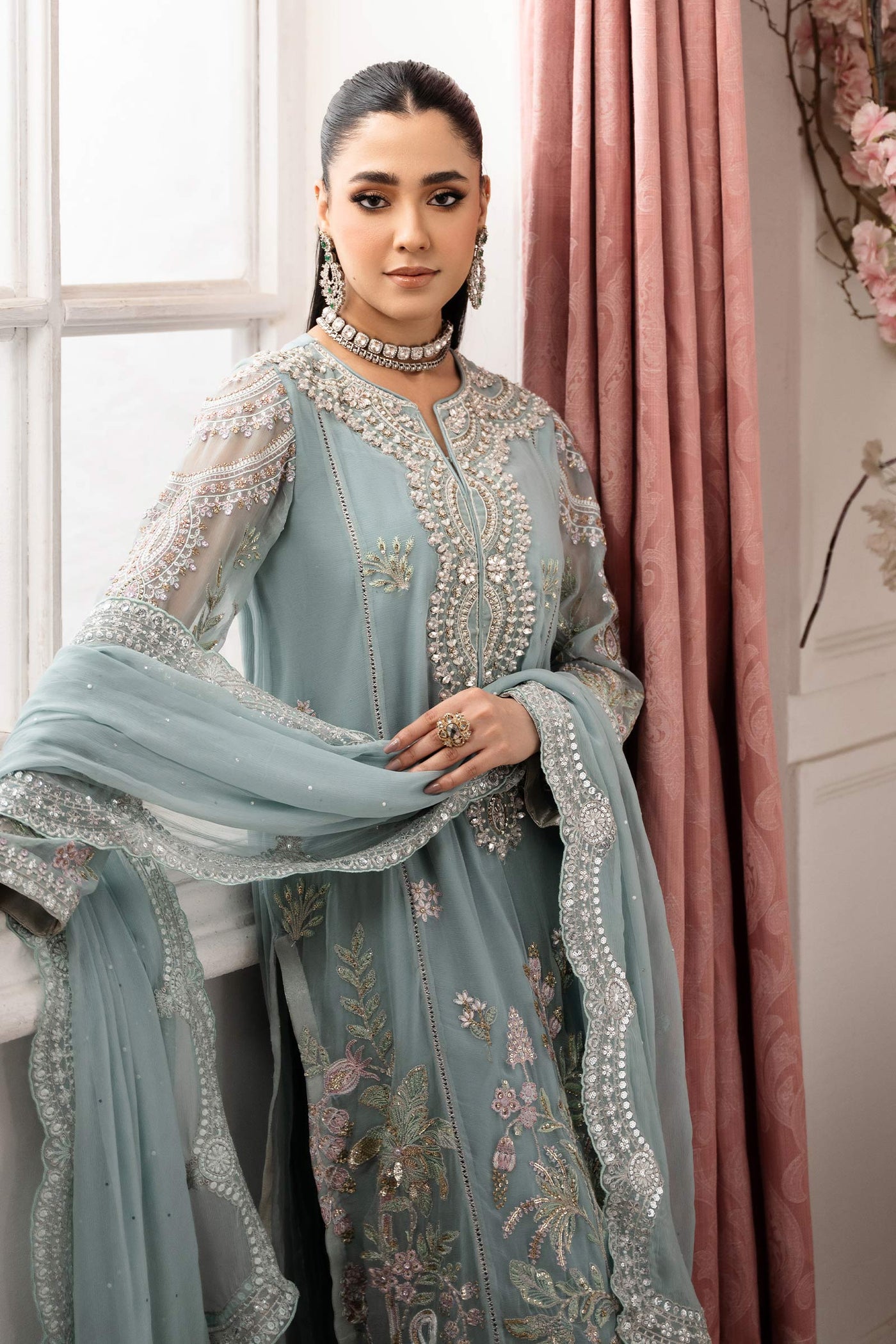 3 Piece Embroidered Chiffon Suit | SF-EA25-20