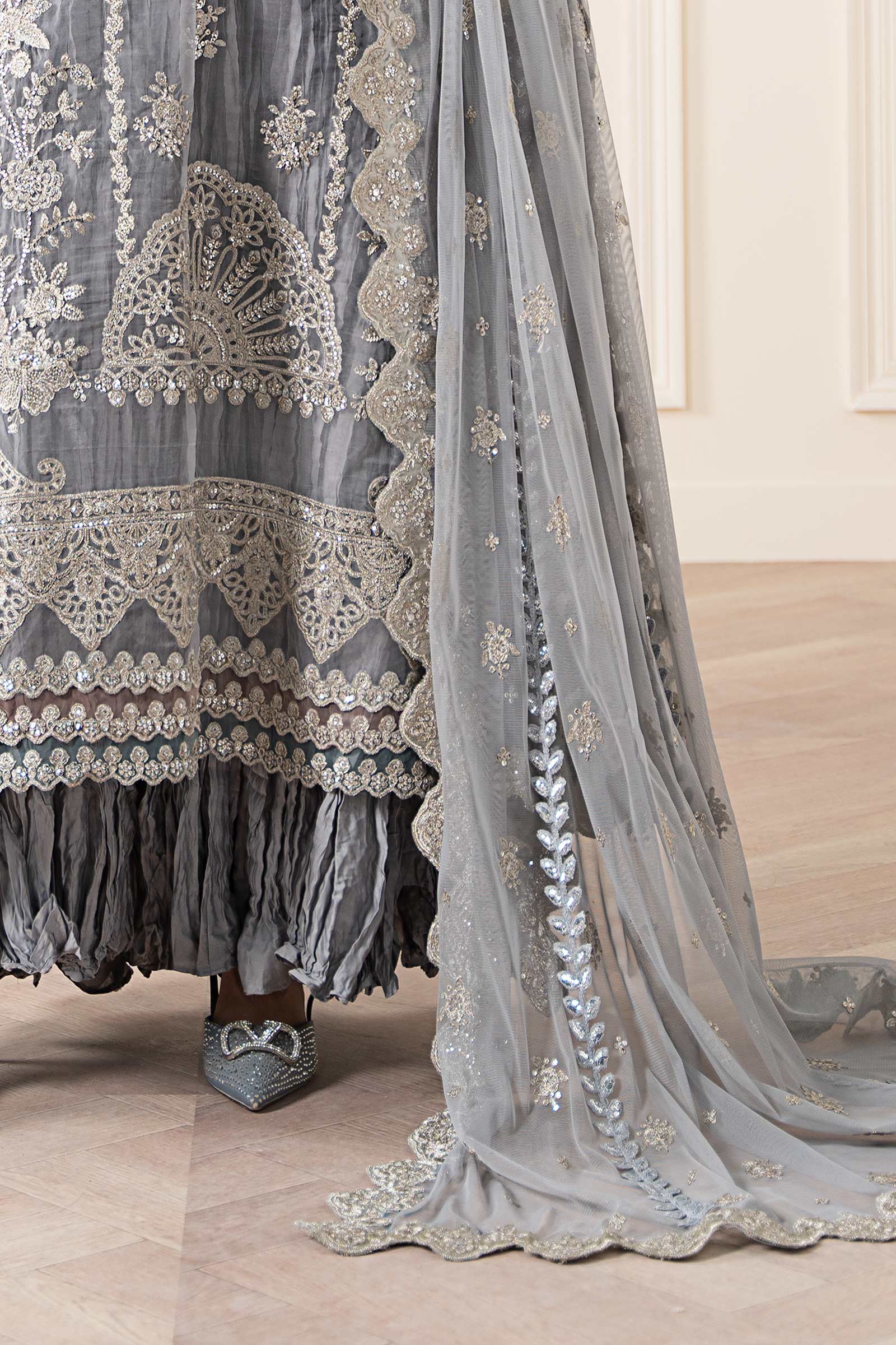 3 Piece Embroidered Organza Suit