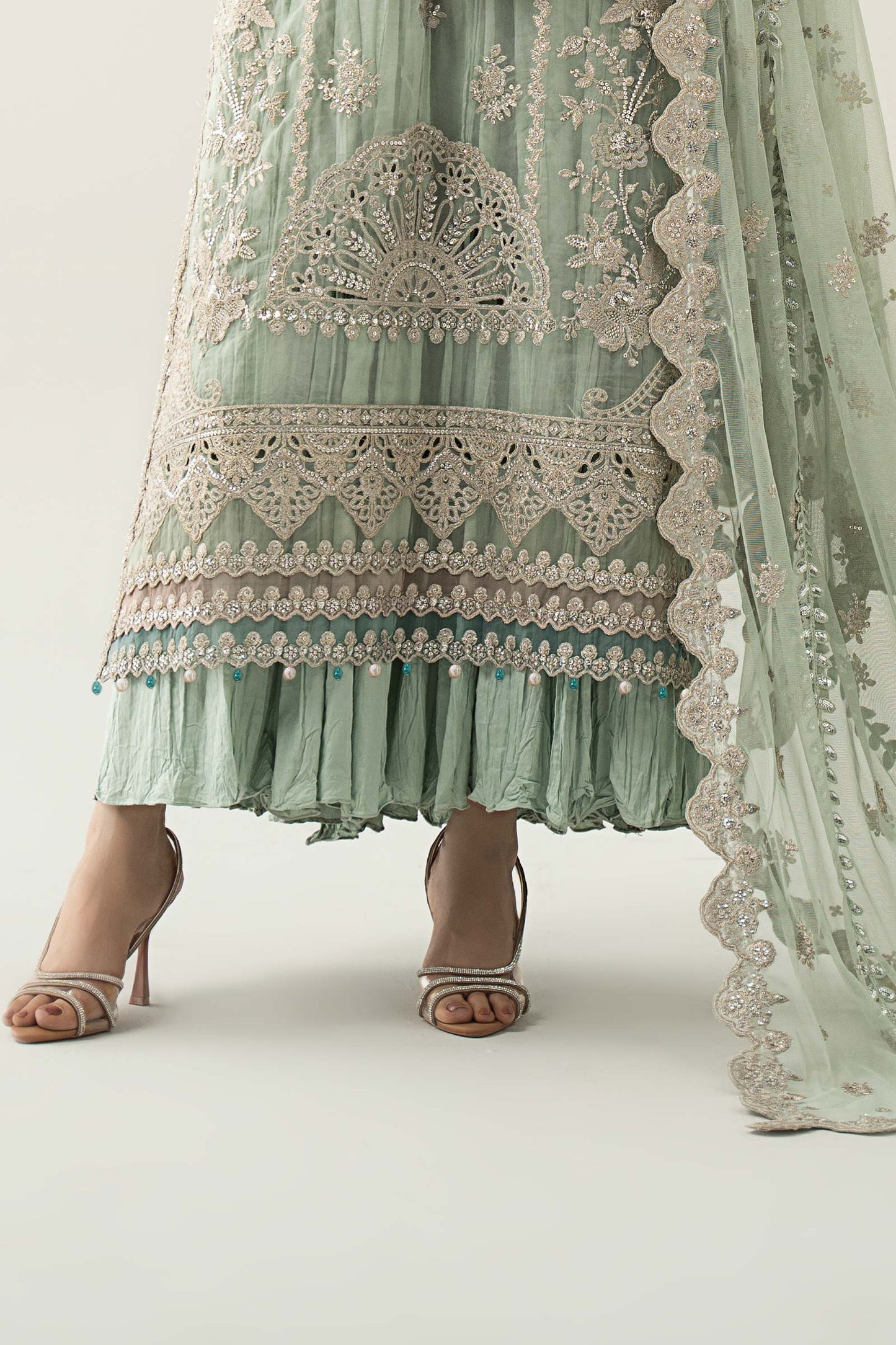 3 Piece Embroidered Organza Suit