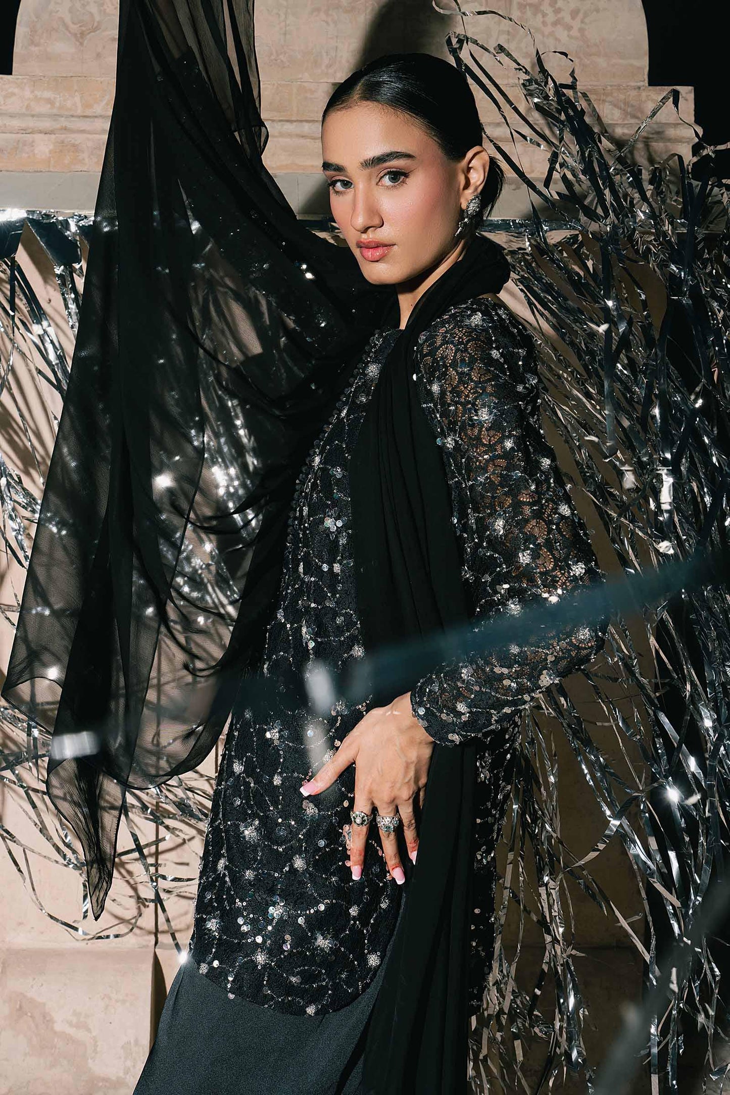 3 Piece Embroidered Net Suit