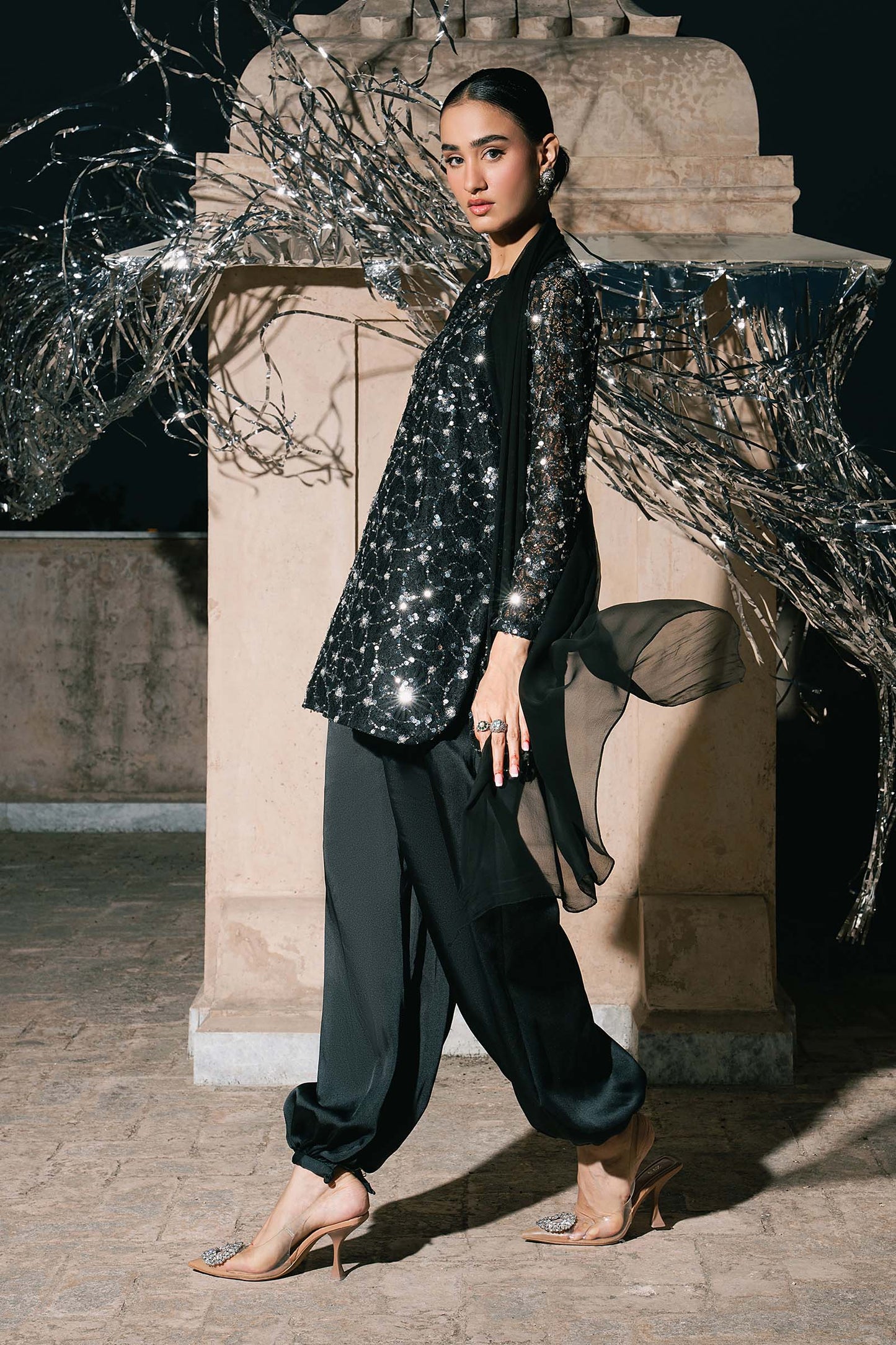 3 Piece Embroidered Net Suit