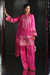3 Piece Embroidered Raw Silk Suit