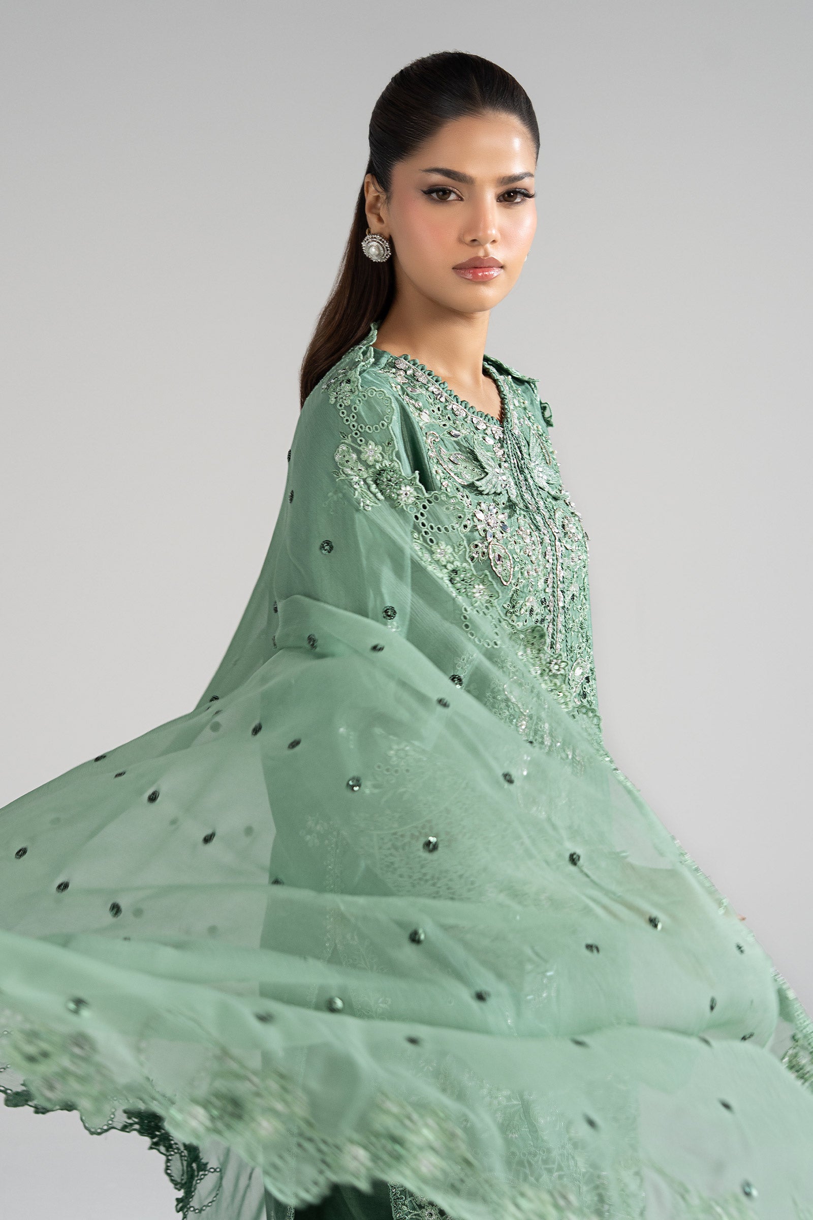 3 Piece Embroidered Raw Silk Suit