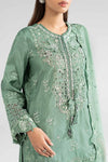 3 Piece Embroidered Raw Silk Suit