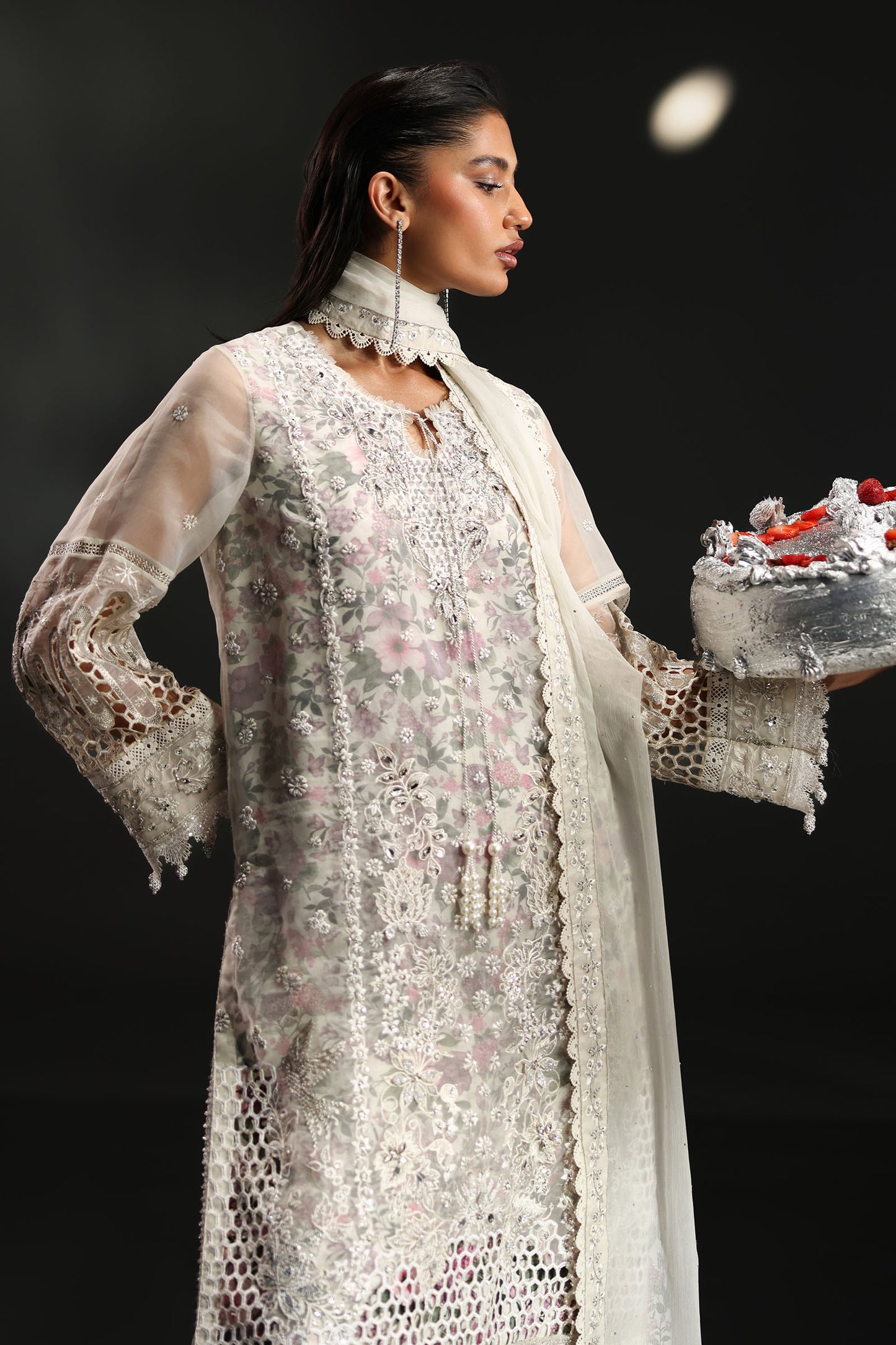 3 Piece Embroidered Organza Suit