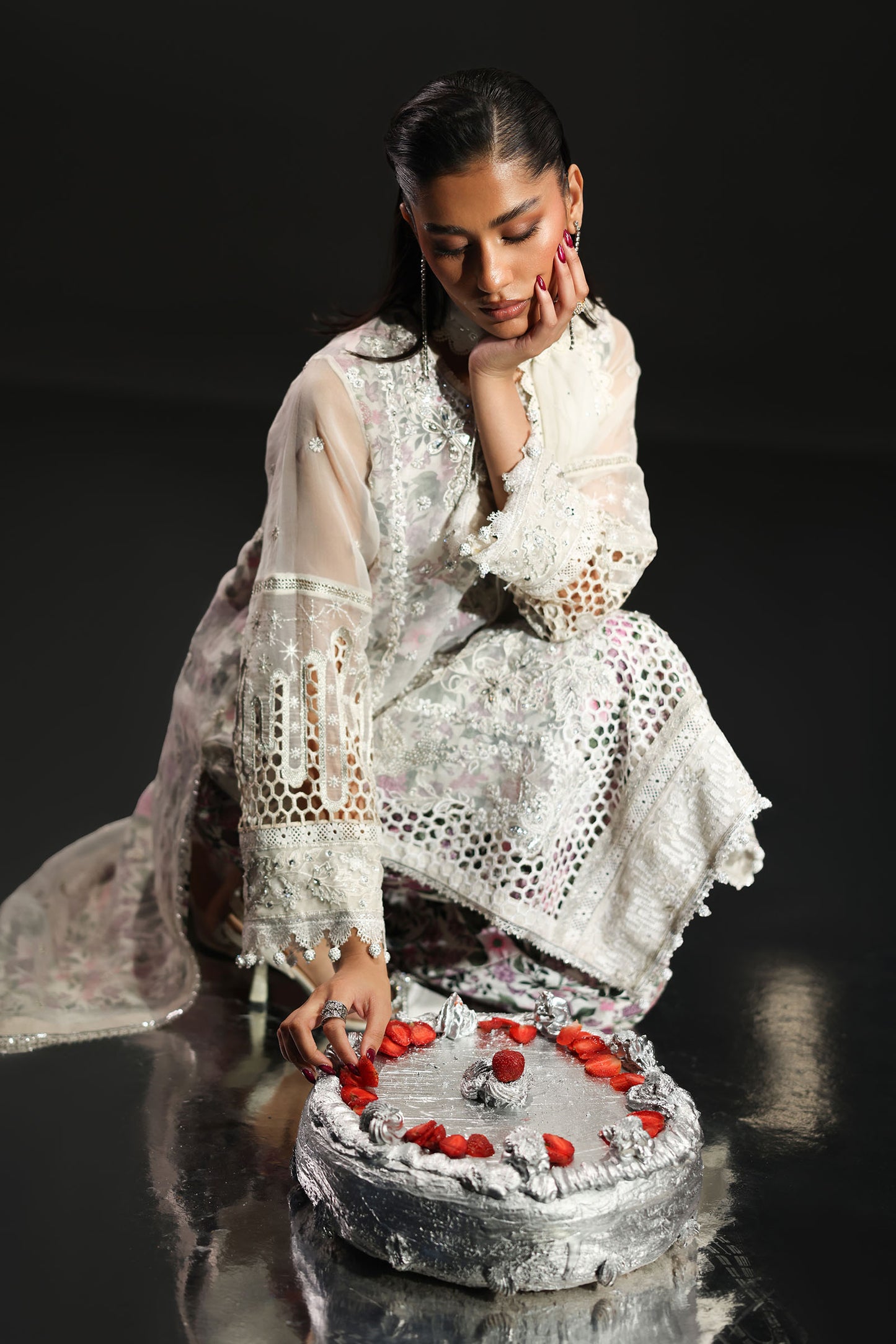 3 Piece Embroidered Organza Suit