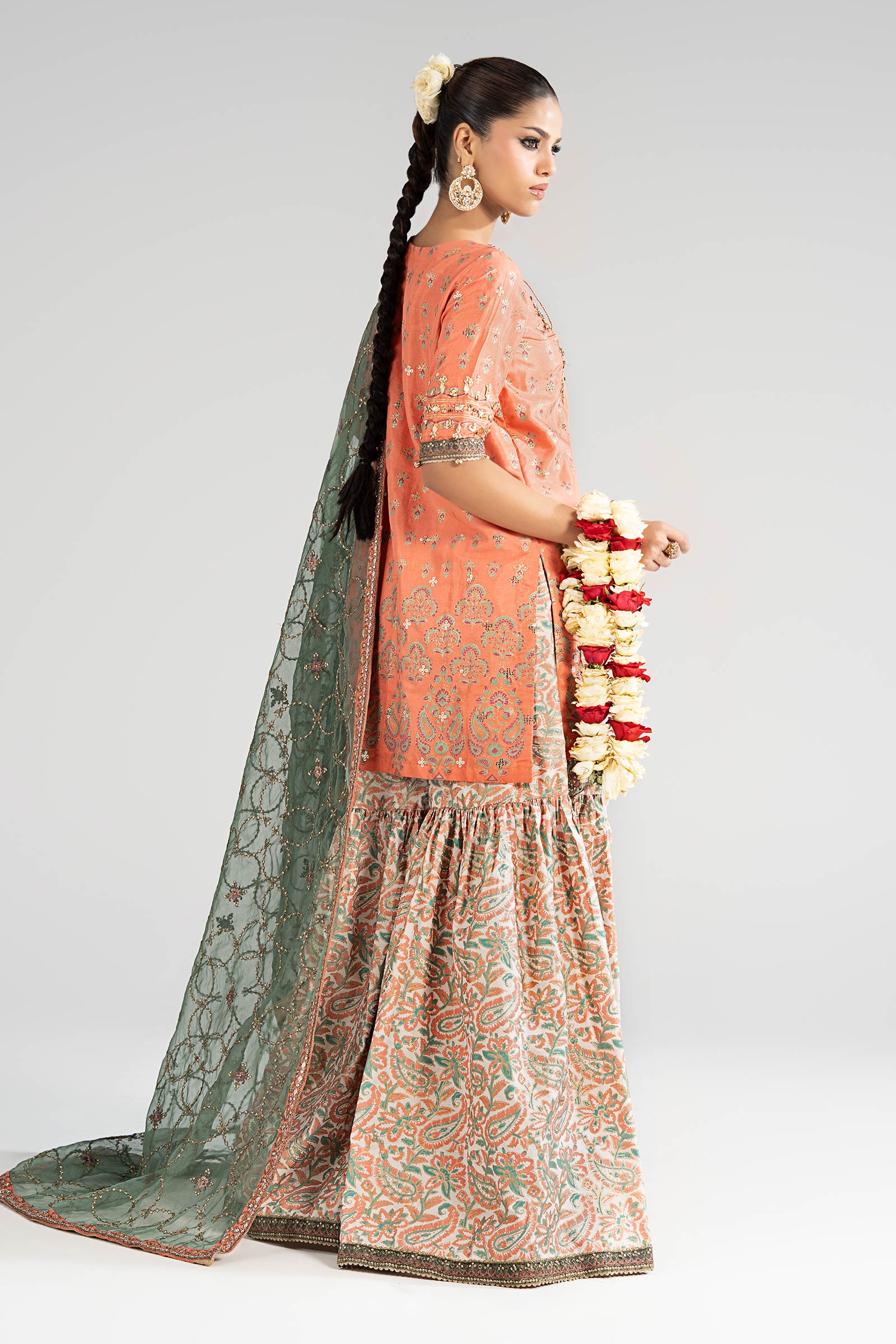 3 Piece Embroidered Raw Silk Suit