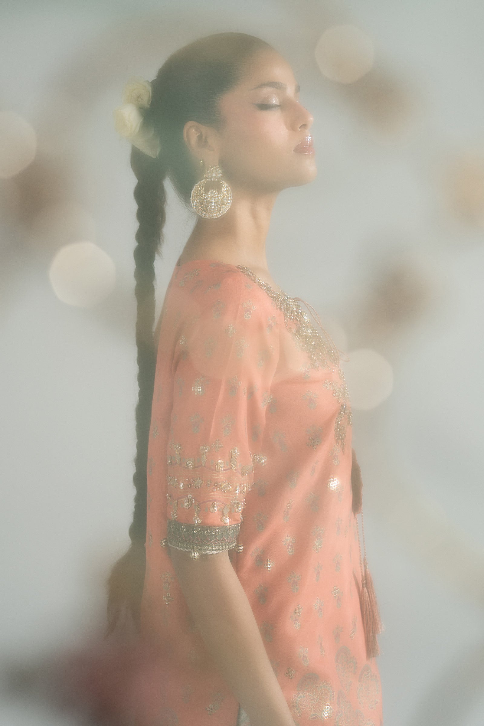 3 Piece Embroidered Raw Silk Suit