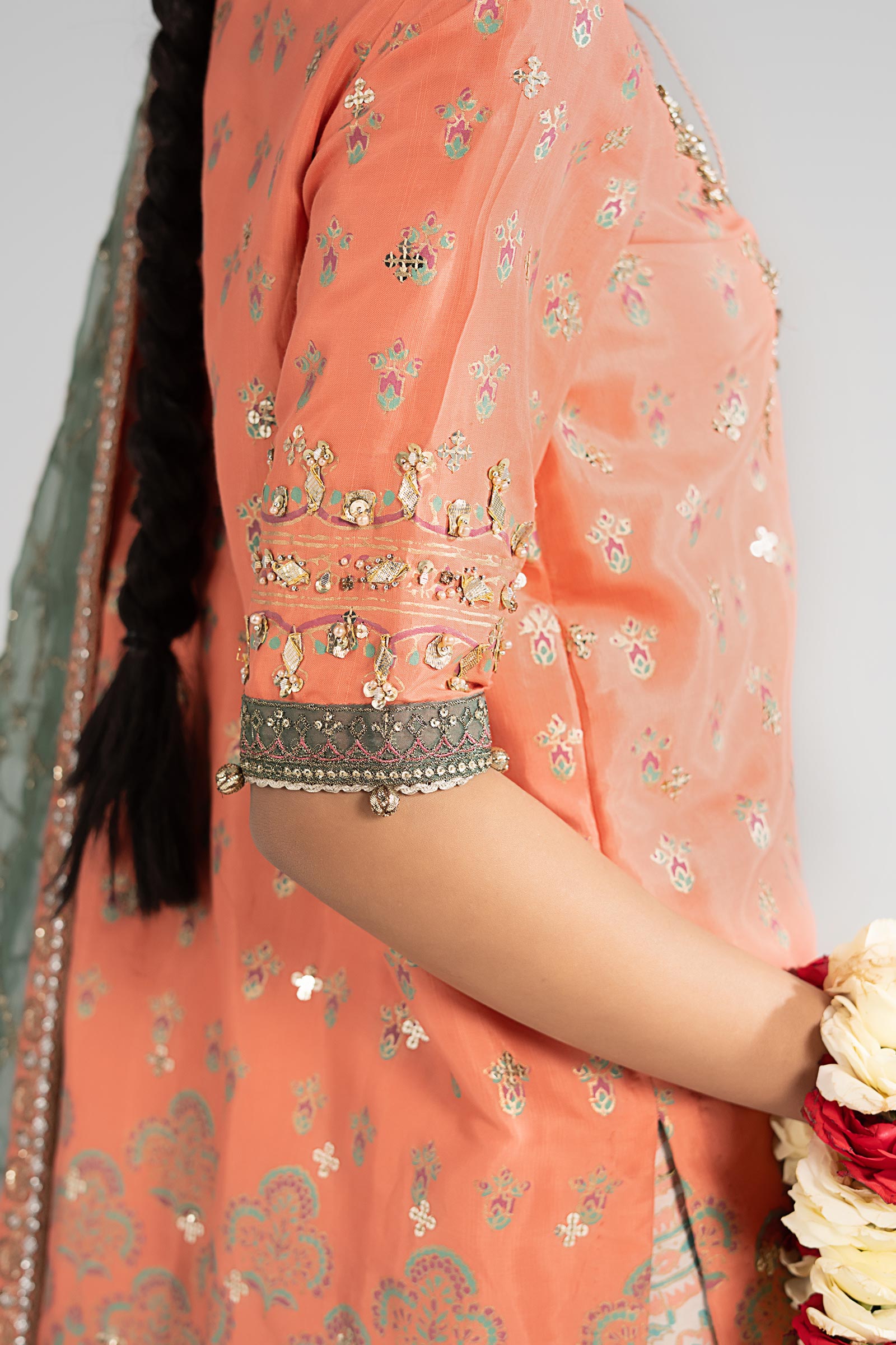 3 Piece Embroidered Raw Silk Suit