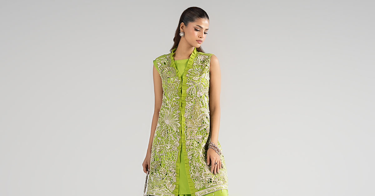3 Piece Embroidered Organza Suit