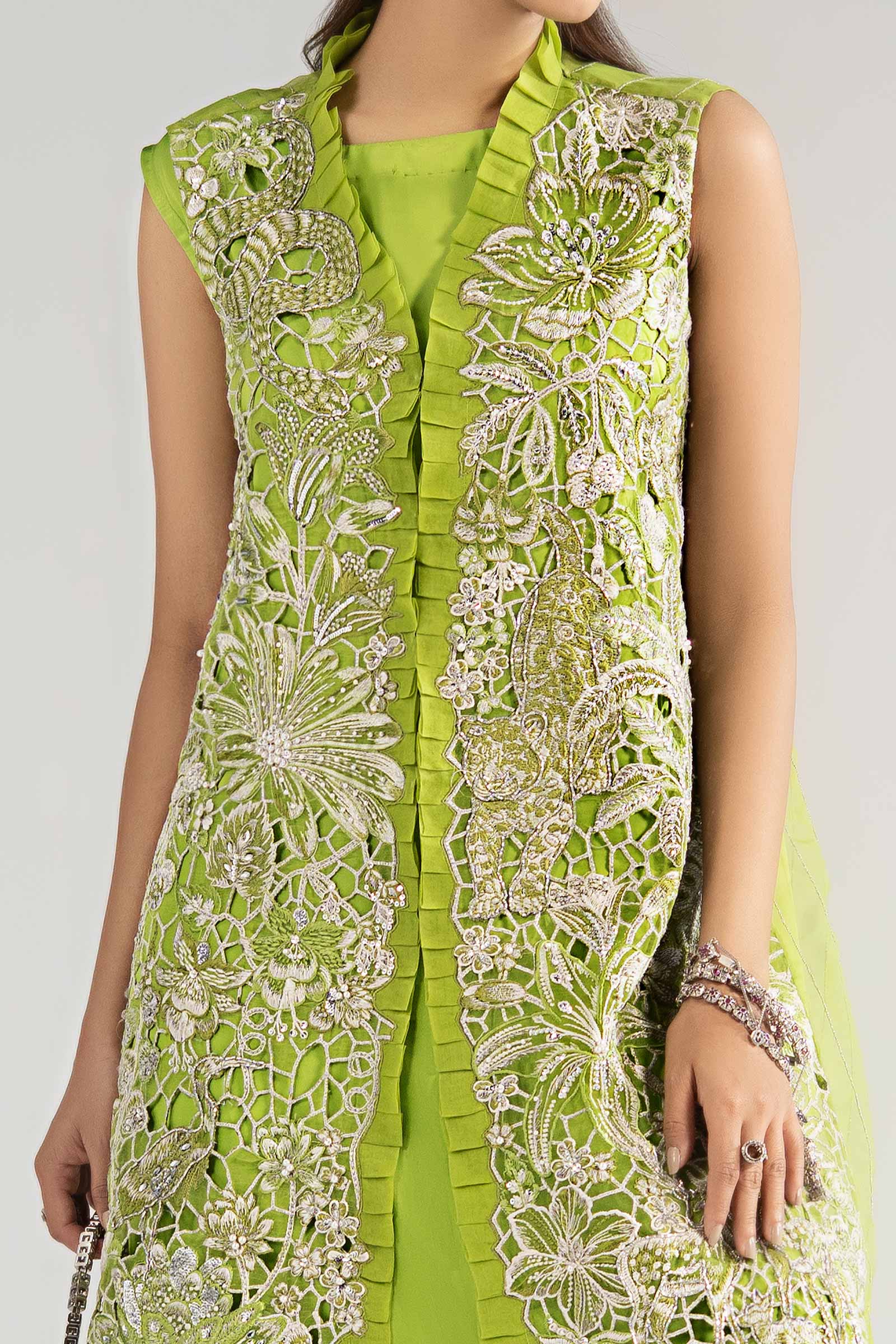 3 Piece Embroidered Organza Suit