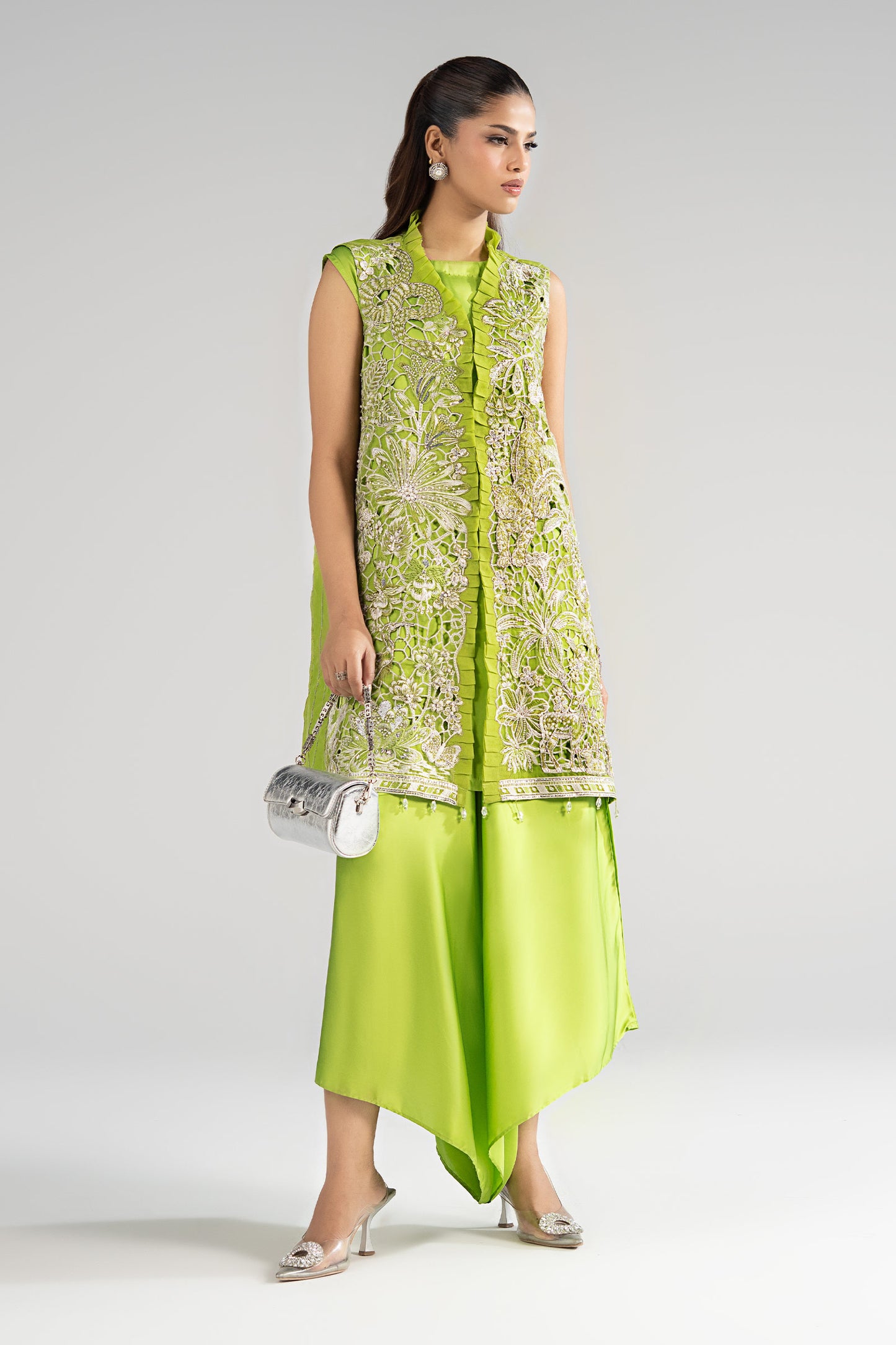 3 Piece Embroidered Organza Suit