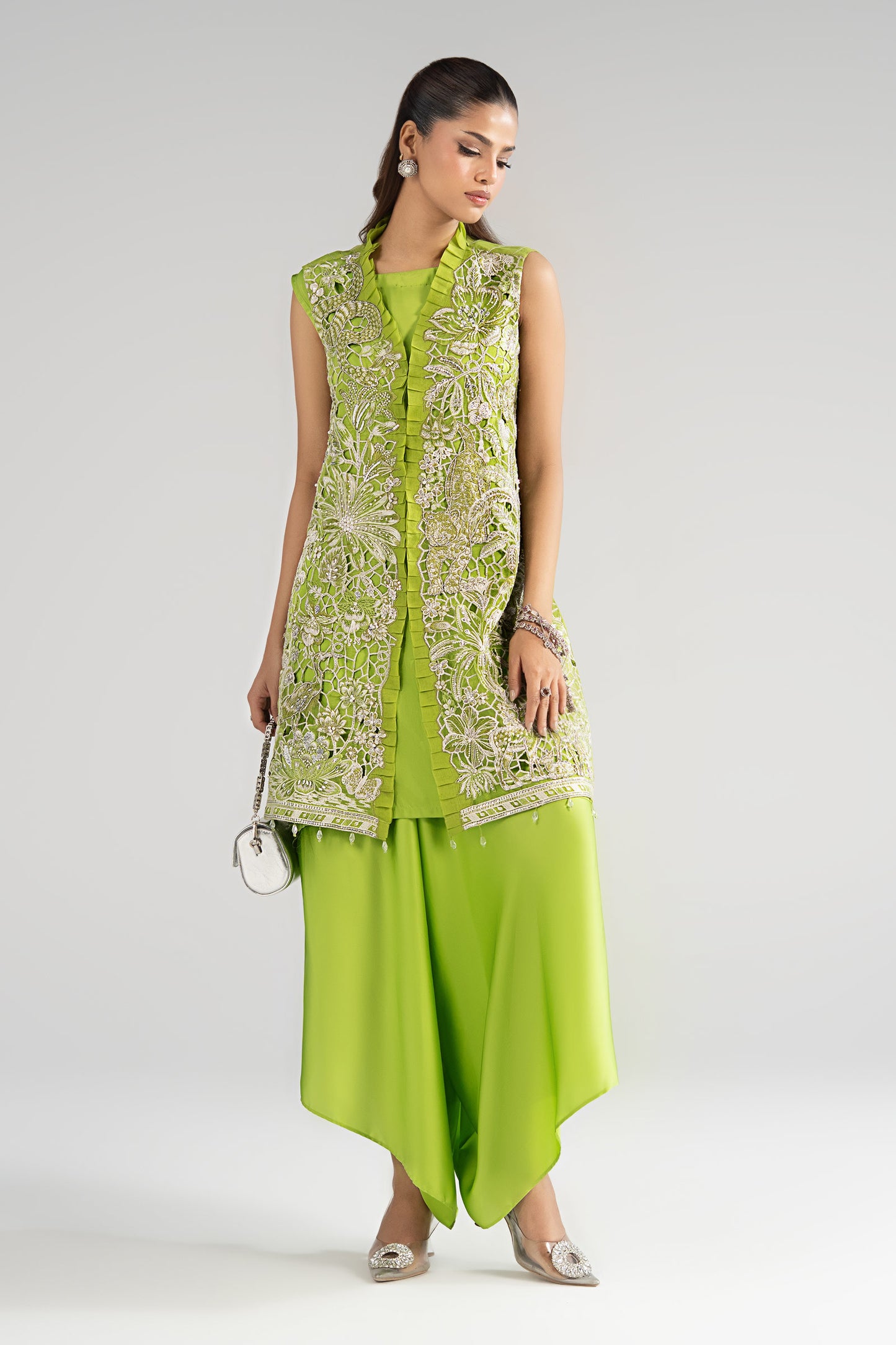 3 Piece Embroidered Organza Suit