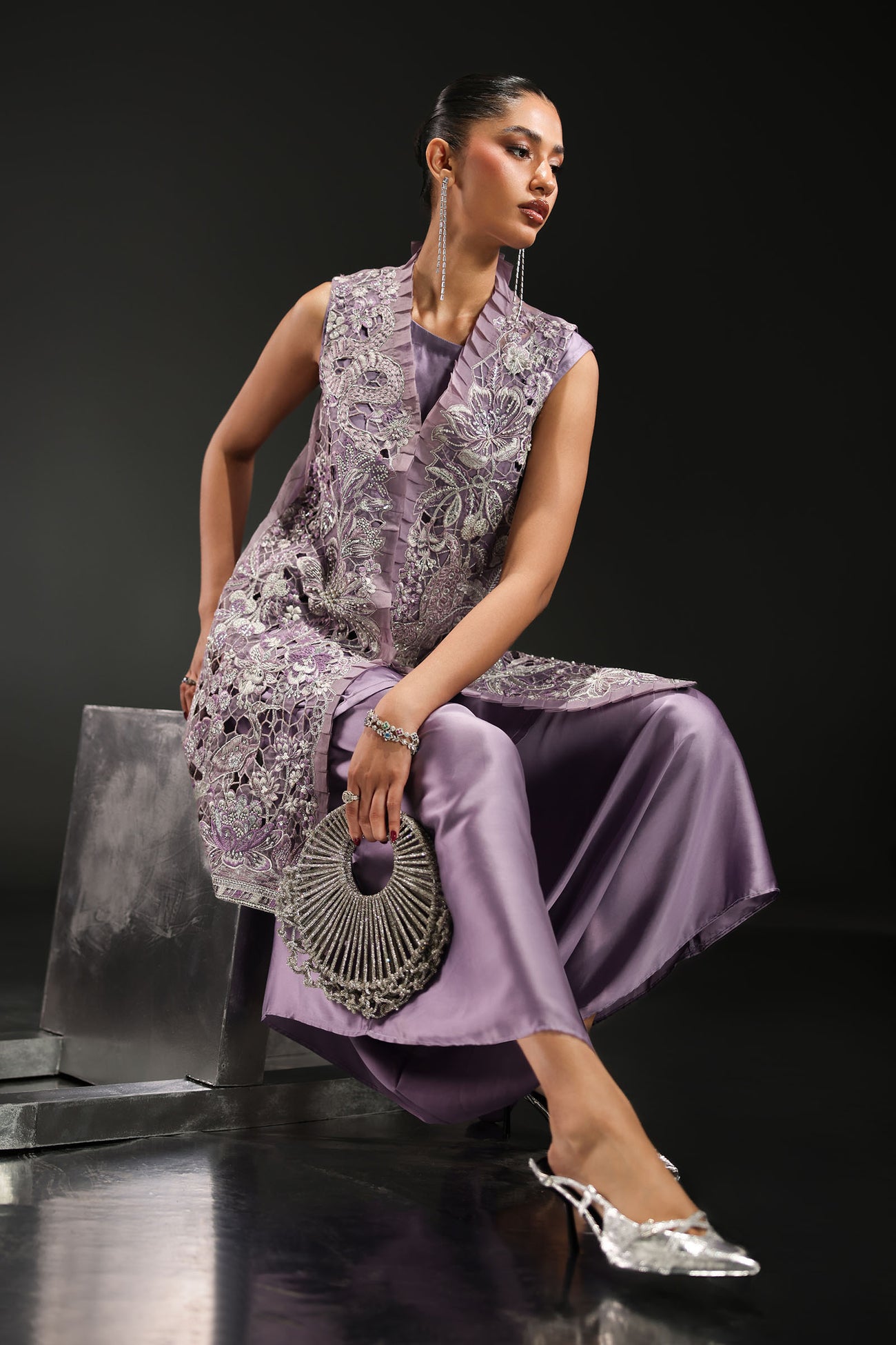 3 Piece Embroidered Organza Suit