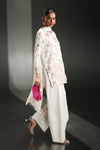 3 Piece Embroidered Raw Silk Suit