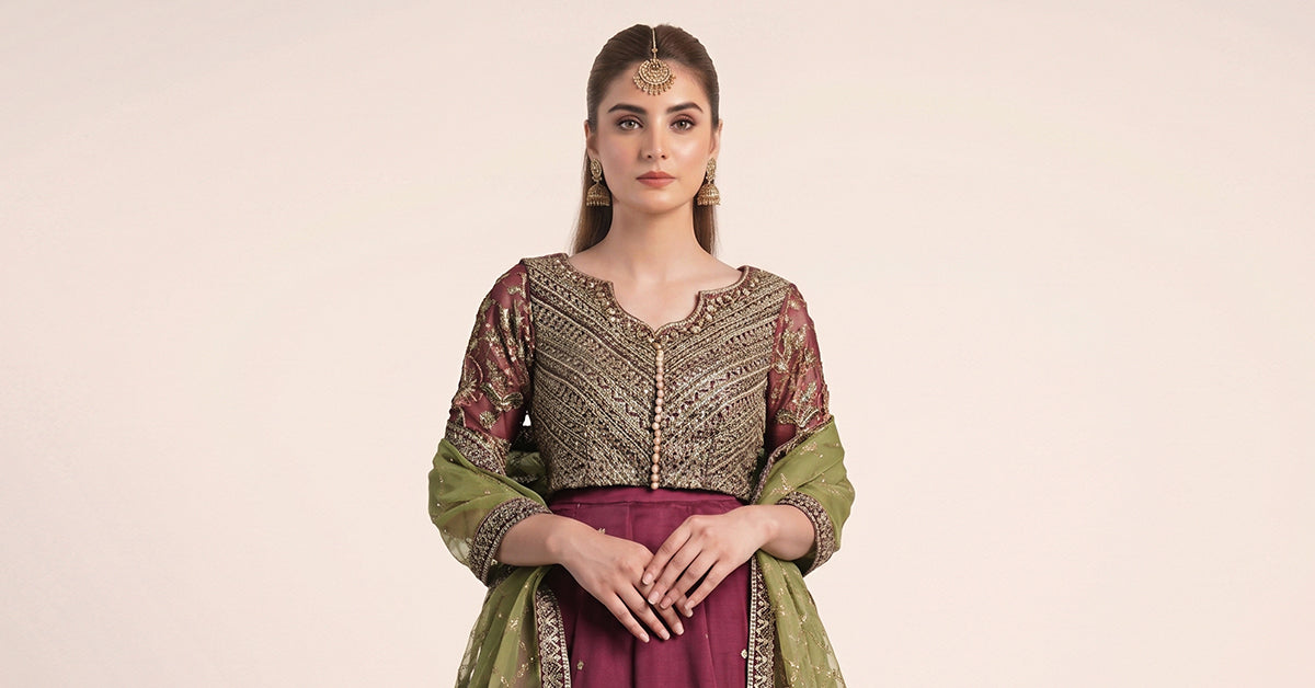 3 Piece Embroidered Raw Silk Suit